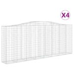 Obokane gabion košare 4 kosi 400x50x160/180 cm pocinkano železo - Image 2