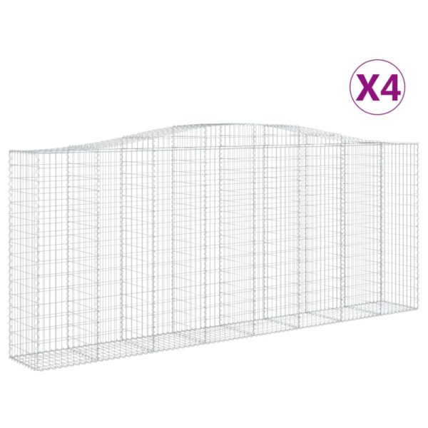 Obokane gabion košare 4 kosi 400x50x160/180 cm pocinkano železo - Image 2