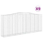 Obokana gabionska košara 9 kos 400x50x160/180cm cinkano železo - Image 2