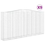 Obokane gabion košare 9 kos 400x50x200/220 cm pocinkano železo - Image 2