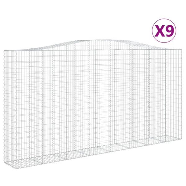Obokane gabion košare 9 kos 400x50x200/220 cm pocinkano železo - Image 2