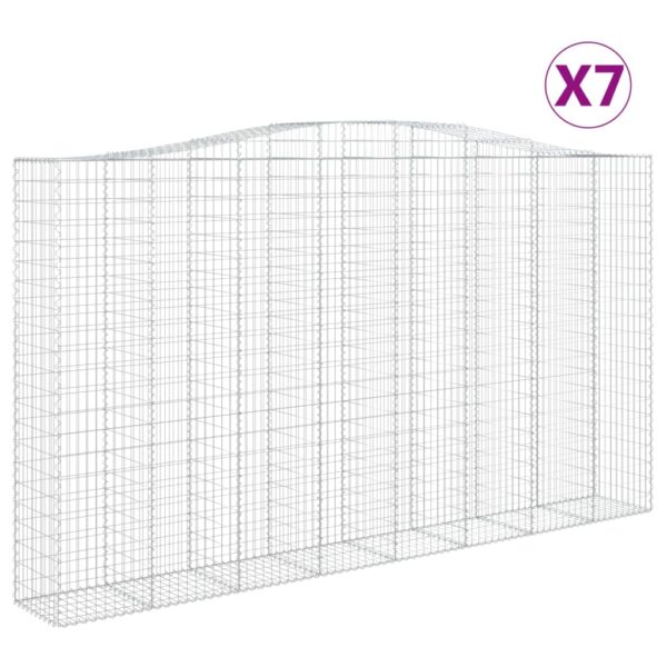 Obokane gabion košare 7 kosa 400x50x220/240 cm pocinkano železo - Image 2