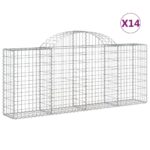 Obokane gabion košare 14 kosov 200x30x80/100 cm cinkano železo - Image 2