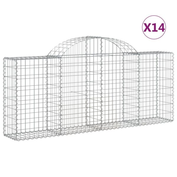 Obokane gabion košare 14 kosov 200x30x80/100 cm cinkano železo - Image 2
