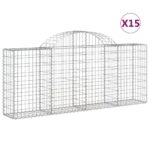Obokane gabion košare 15 kosov 200x30x80/100 cm cinkano železo - Image 2