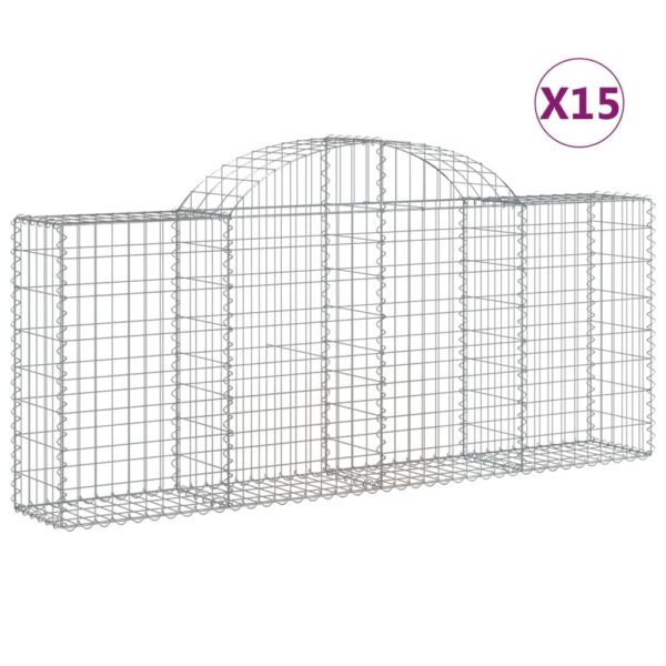 Obokane gabion košare 15 kosov 200x30x80/100 cm cinkano železo - Image 2