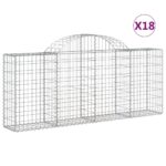 Obokane gabion košare 18 kosov 200x30x80/100 cm cinkano železo - Image 2