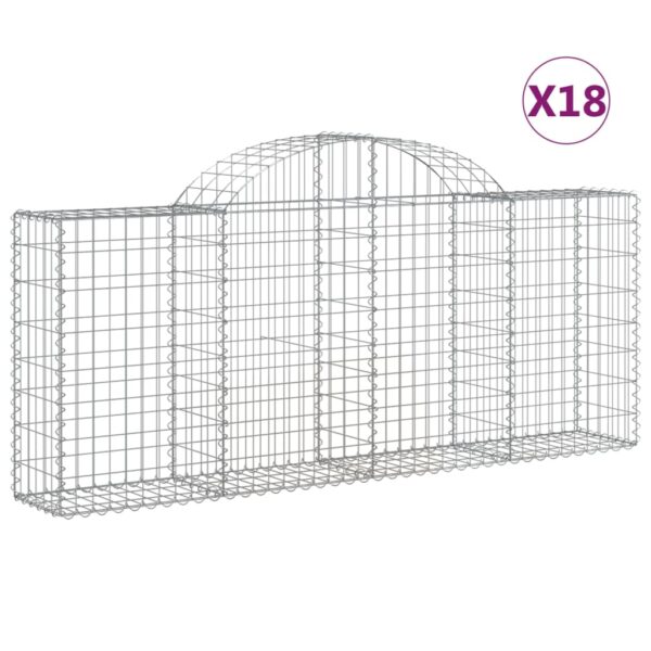 Obokane gabion košare 18 kosov 200x30x80/100 cm cinkano železo - Image 2