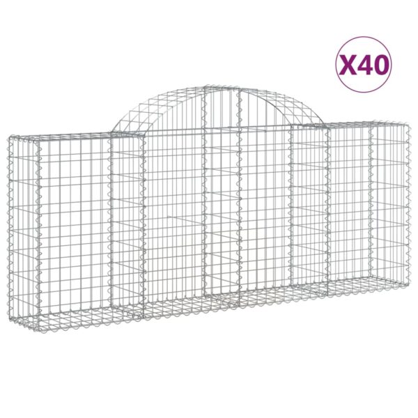 Obokane gabion košare 40 kosov 200x30x80/100 cm cinkano železo - Image 2