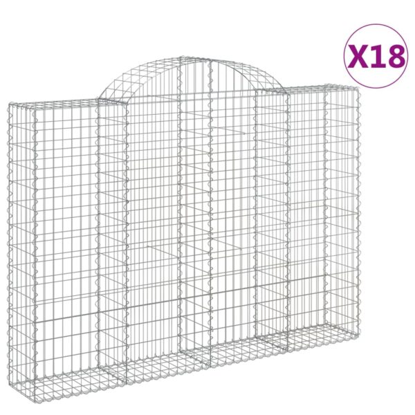 Obokane gabion košare 18kosov 200x30x140/160cm pocinkano železo - Image 2