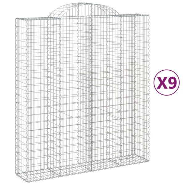 Obokana gabion košara 9 kos 200x50x220/240 cm pocinkano železo - Image 2