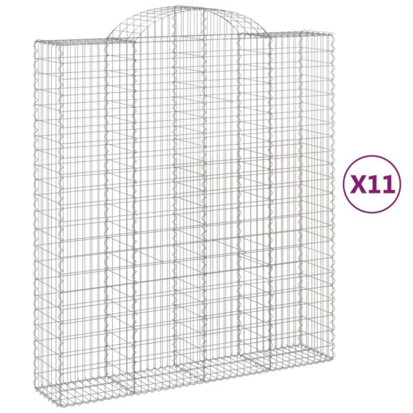 Obokane gabion košare 11 kos 200x50x220/240 cm pocinkano železo - Image 2