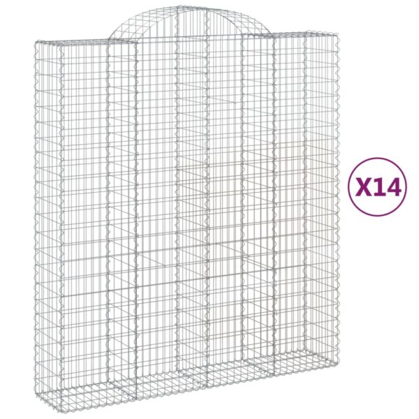 Obokane gabion košare 14 kos 200x50x220/240 cm pocinkano železo - Image 2