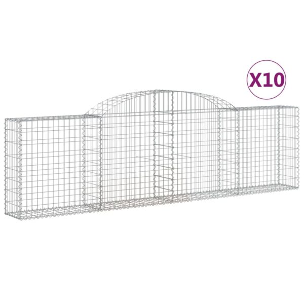 Obokane gabion košare 10 kosa 300x30x80/100 cm pocinkano železo - Image 2