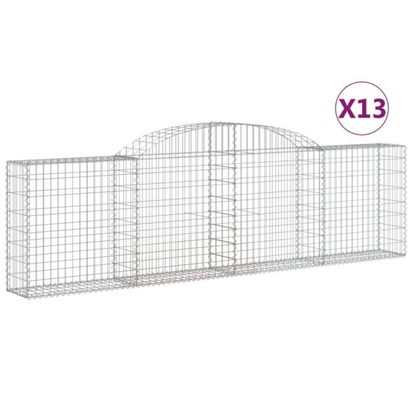 Obokane gabion košare 13 kosi 300x30x80/100 cm pocinkano železo - Image 2