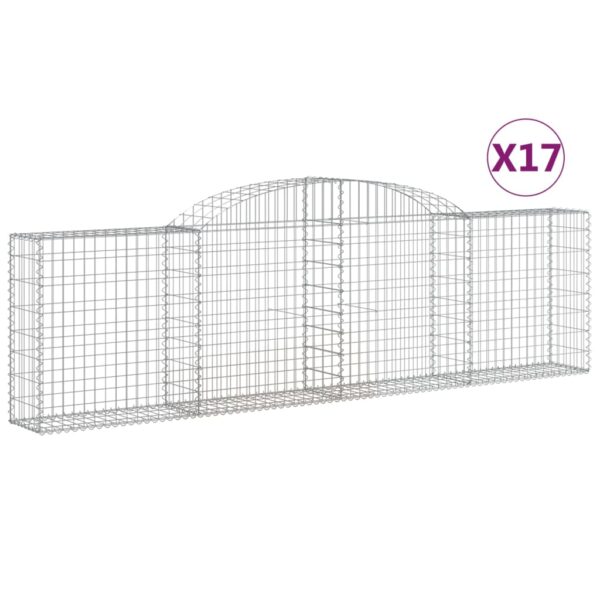 Obokane gabion košare 17 kosov 300x30x80/100 cm cinkano železo - Image 2