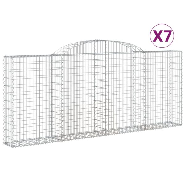 Obokane gabion košare 7 kosa 300x30x120/140 cm pocinkano železo - Image 2