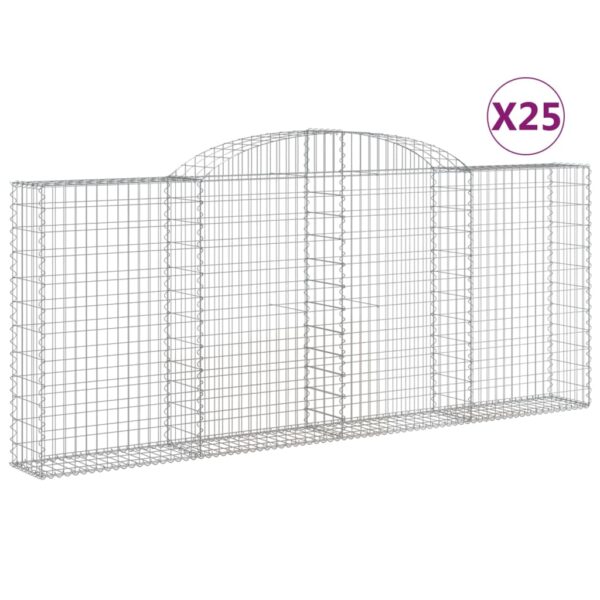 Obokana gabionska košara 25 kos 300x30x120/140cm cinkano železo - Image 2
