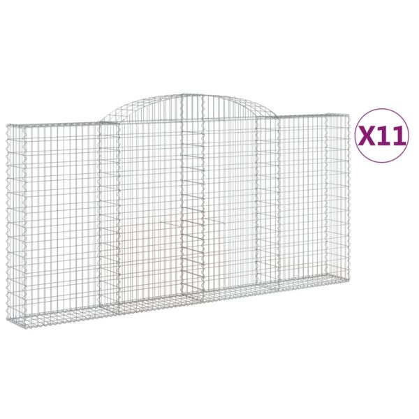 Obokane gabion košare 11 kosi 300x30x140/160cm pocinkano železo - Image 2