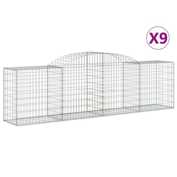 Obokane gabion košare 9 kosa 300x50x80/100 cm pocinkano železo - Image 2