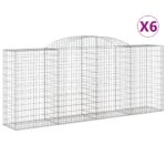 Obokane gabion košare 6 kosa 300x50x120/140 cm pocinkano železo - Image 2
