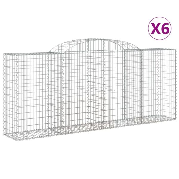 Obokane gabion košare 6 kosa 300x50x120/140 cm pocinkano železo - Image 2