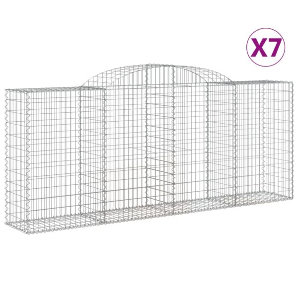 Obokane gabion košare 7 kosa 300x50x120/140 cm pocinkano železo - Image 2