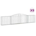 Obokane gabion košare 9 kosov 400x30x80/100 cm cinkano železo - Image 2