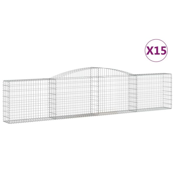 Obokane gabion košare 15 kosov 400x30x80/100 cm cinkano železo - Image 2