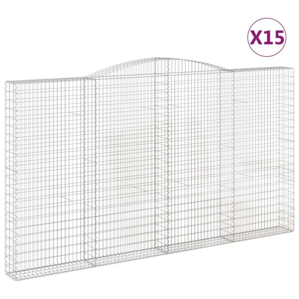 Obokane gabion košare 15kosov 400x50x220/240cm pocinkano železo - Image 2