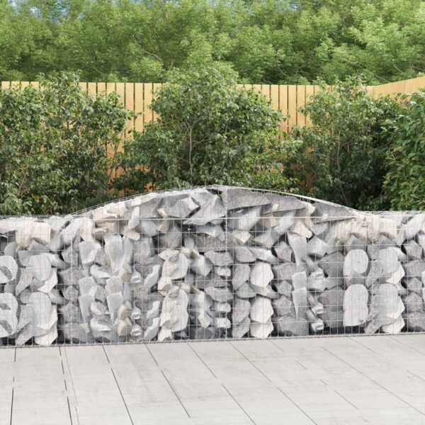 Obokane gabion košare 7 kosov 400x50x80/100 cm cinkano železo