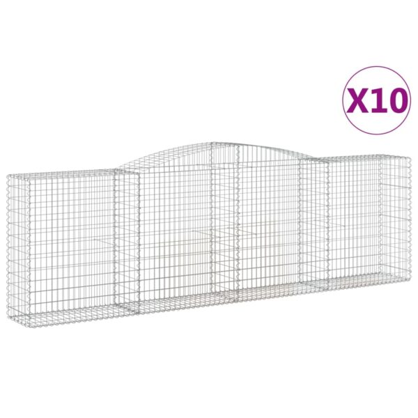 Obokane gabion košare 10 kosov 400x50x120/140cm cinkano železo - Image 2
