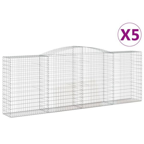 Obokane gabion košare 5 kosov 400x50x140/160cm pocinkano železo - Image 2