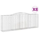 Obokane gabion košare 8 kosov 400x50x140/160cm pocinkano železo - Image 2