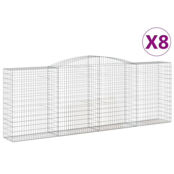Obokane gabion košare 8 kosov 400x50x140/160cm pocinkano železo - Image 2
