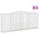 Obokane gabion košare 4 kosi 400x50x160/180 cm pocinkano železo - Image 2
