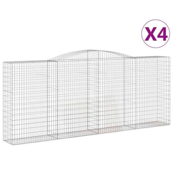 Obokane gabion košare 4 kosi 400x50x160/180 cm pocinkano železo - Image 2