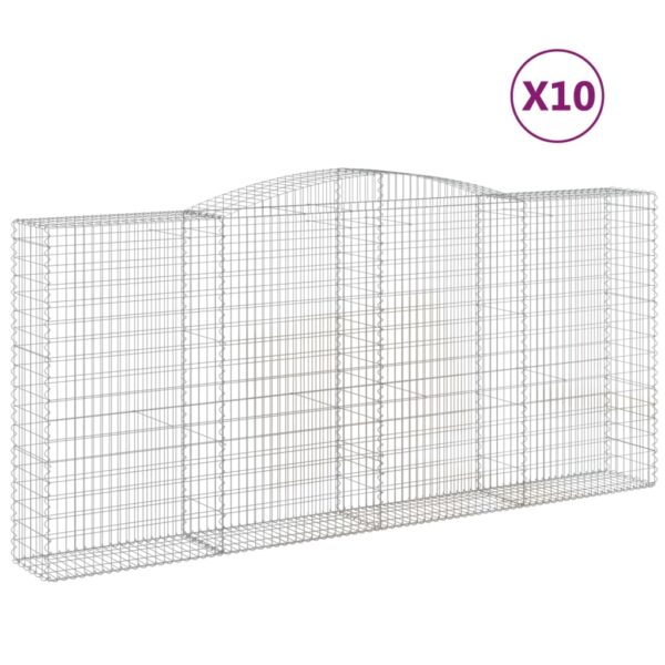 Obokane gabion košare 10 kos 400x50x180/200 cm pocinkano železo - Image 2