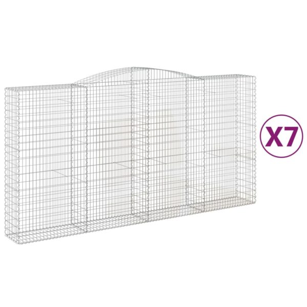 Obokane gabion košare 7 kosa 400x50x200/220 cm pocinkano železo - Image 2