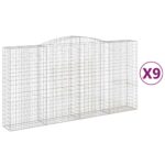 Obokane gabion košare 9 kos 400x50x200/220 cm pocinkano železo - Image 2