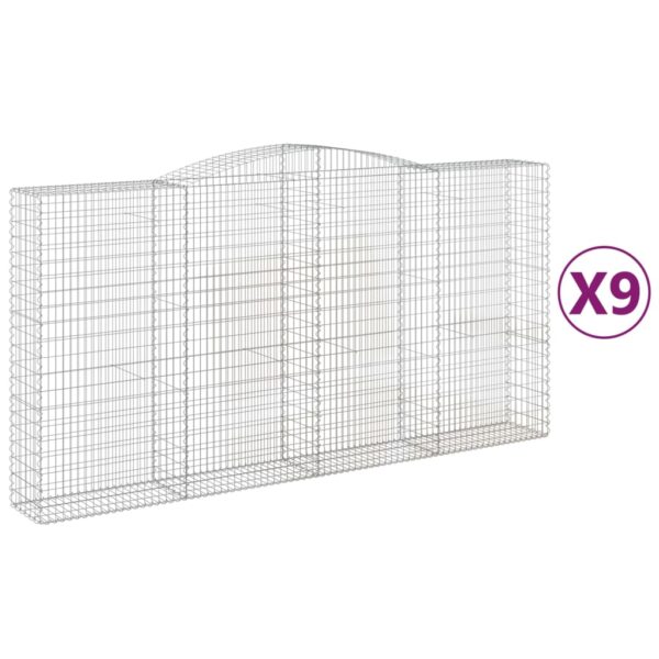Obokane gabion košare 9 kos 400x50x200/220 cm pocinkano železo - Image 2