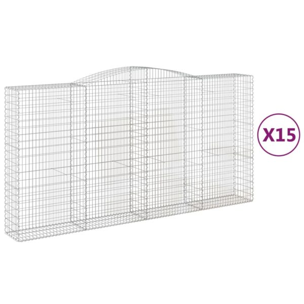 Obokane gabion košare 15kosov 400x50x200/220cm pocinkano železo - Image 2
