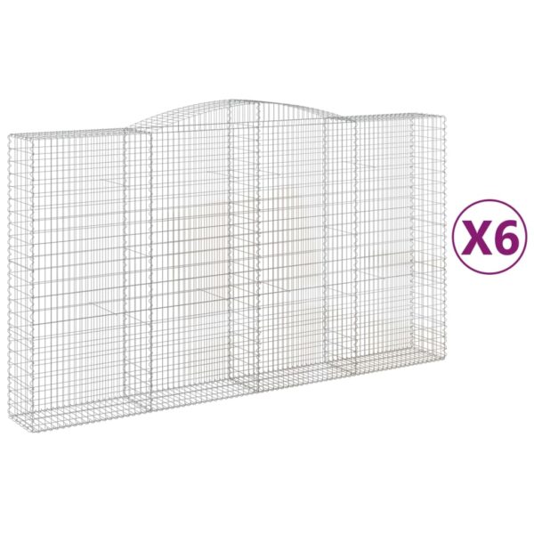 Obokane gabion košare 6 kosa 400x50x220/240 cm pocinkano železo - Image 2