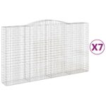 Obokane gabion košare 7 kosa 400x50x220/240 cm pocinkano železo - Image 2