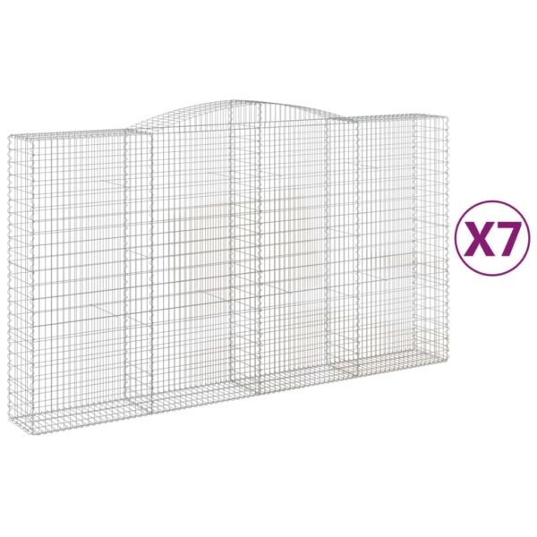 Obokane gabion košare 7 kosa 400x50x220/240 cm pocinkano železo - Image 2