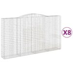Obokane gabion košare 8 kosa 400x50x220/240 cm pocinkano železo - Image 2