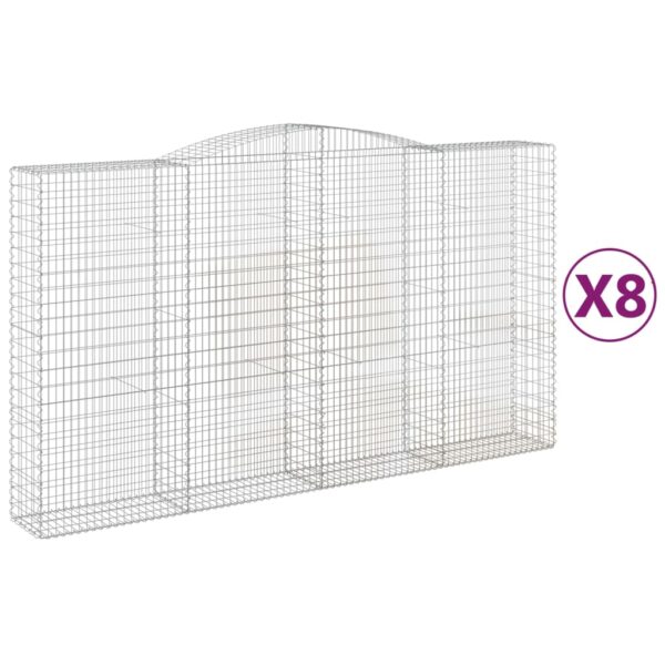 Obokane gabion košare 8 kosa 400x50x220/240 cm pocinkano železo - Image 2