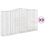 Obokane gabion košare 9 kosa 400x50x220/240 cm pocinkano železo - Image 2