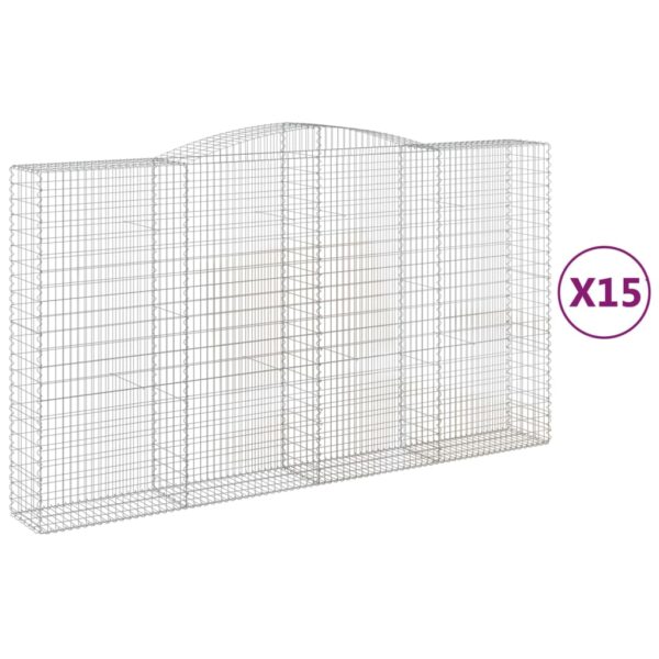 Obokane gabion košare 15 kos 400x50x220/240 cm pocinkano železo - Image 2