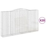 Obokane gabion košare 20 kosa 400x50x220/240cm pocinkano železo - Image 2